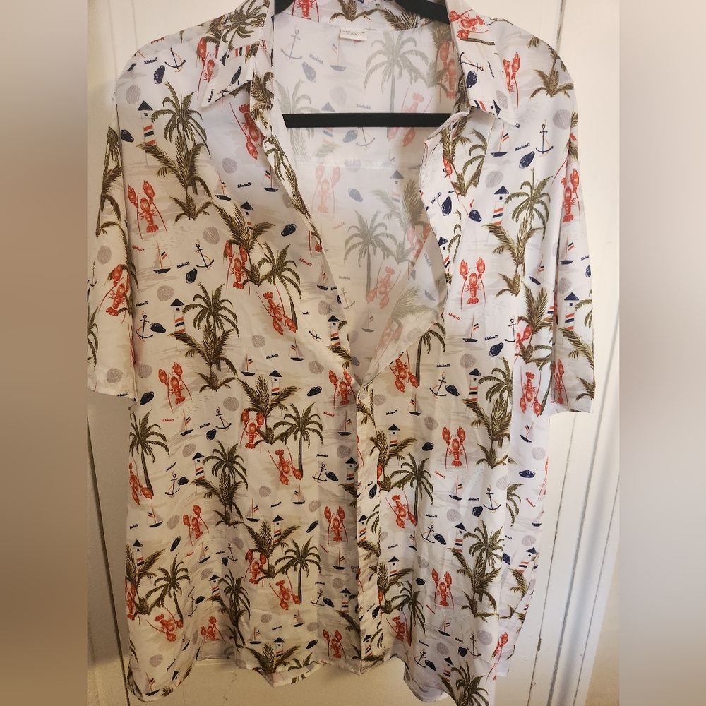 Men's Tropical Print Button-Up Shirt 3XL